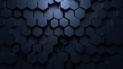 Dark blue hexagonal abstract technology background,Futuristic blue hexagon pattern backdrop for digital design,Abstract blue hexagon pattern for technology concept