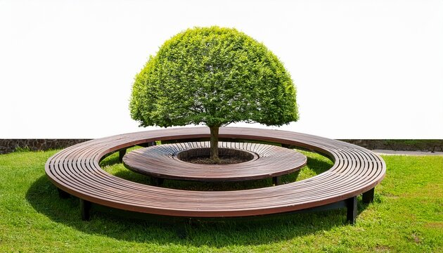 Round Bench With A Tree In The Middle On Transparent Background