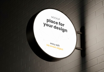 Backlight Circular Store Sign Mockup
