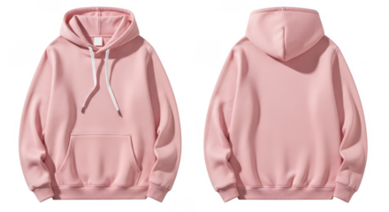 Soft pink hooded sweatshirt isolated on white background