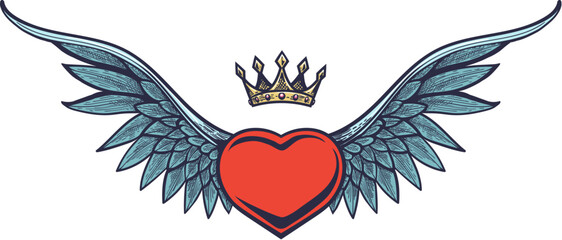 Heart with wings and crown