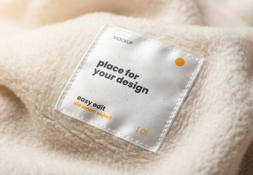Square Clothe Label Mockup Cozy Fabric