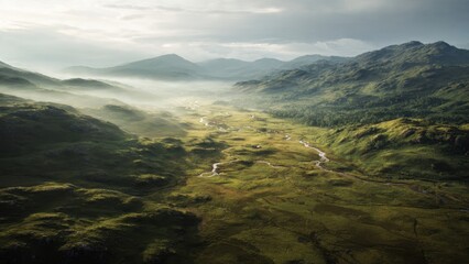Fototapeta premium Scenic Scottish Highlands Valley with River