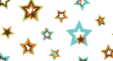 Obraz premium Colorful star pattern on white background with decorative shapes 