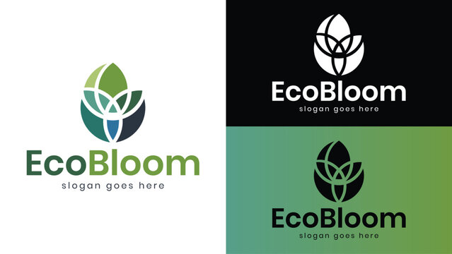 Eco Leaf Bloom Logo for Sustainability, Organic, and Green Brands