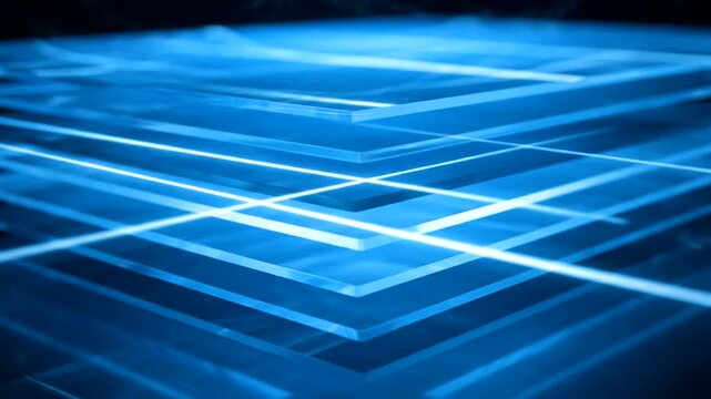 Abstract blue neon light geometric pattern background.