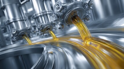 High-Angle View of Sugar Syrup Entering Crystallization Vessels with Gloved Hands