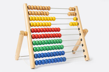 Colorful wooden abacus isolated on white background