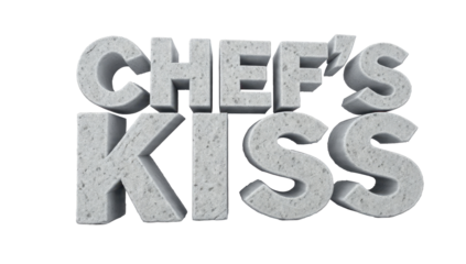 Chef's Kiss Text 3D Render