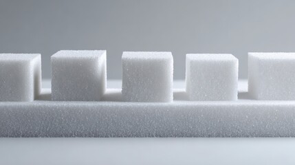 Minimalist Composition of White Sugar Cubes on Neutral Gradient Background