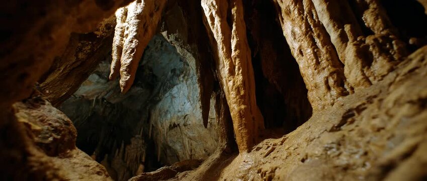 Intricate stalactite formations create a stunning cavern environment.