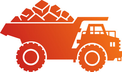 mining dump truck icon loaded with rocks, simple graphic design © Volodymyr Hankevych