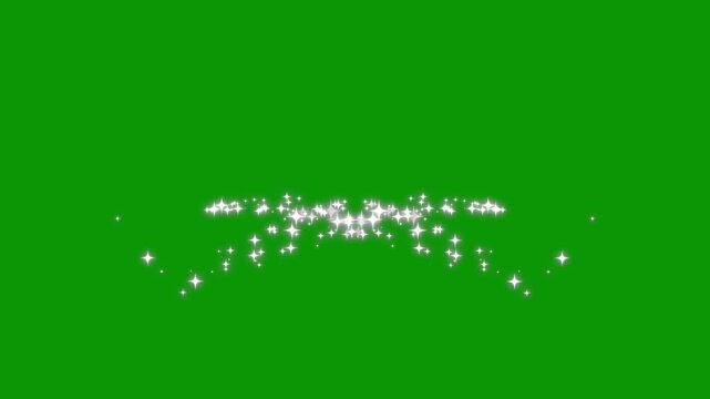 4k stars and starry night sky, glitter sparkle shine stars trail burst, blinking cartoon stars, glowing light effect, star sparkle vector doodles, retro shine movement on green screen background.