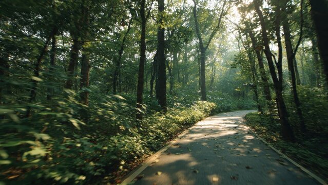 Forest path in natural light - Powered by Adobe
