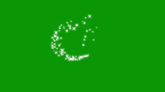 4k stars and starry night sky, glitter sparkle shine stars trail burst, star sparkle vector doodles, glowing light effect, blinking cartoon stars, retro shine movement on green screen background.