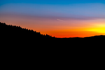 Silhouette Mountains And Forests With