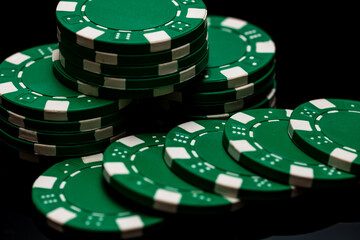 Naklejka premium Poker chips used for betting and wagering in a game of chance