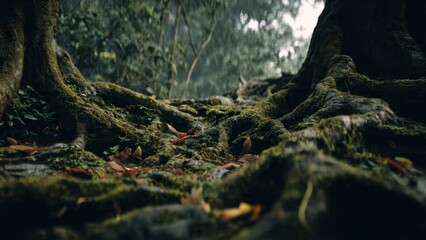 Roots and Moss in a Forest