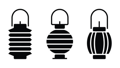 Obraz premium Three black lantern icons on a white background for decoration and design