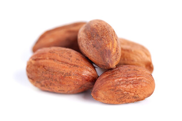 Hazelnuts kernels on a white background, healthy food. Macro