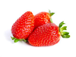 Ripe strawberries isolated on a white background, fruit