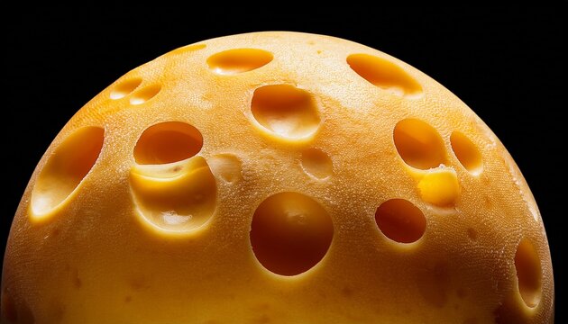 Cheese Moon A Spherical Food Resembling Swiss Cheese With Holes Isolated On Transparent Background