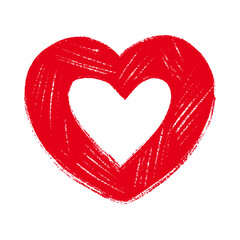 Hand drawn grunge heart shape. Paintbrush, coal, charcoal, pastel drawing. Chalk sketch on the blackboard. Love, wedding, Valentines day icon, design element. Freehand crayon scribble illustration