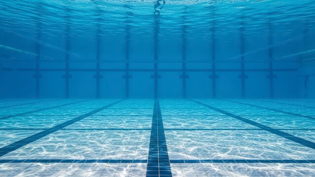 Empty Swimming Pool with Blue Water.