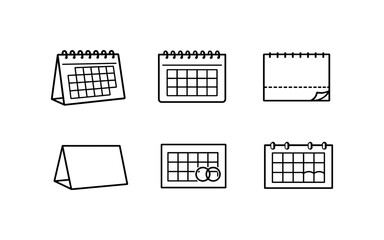 Collection of simple line art calendar icons representing different types and uses