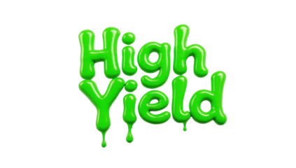 High Yield text graphic, green dripping letters