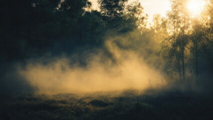 Obraz premium Mystical Forest Landscape with Fog