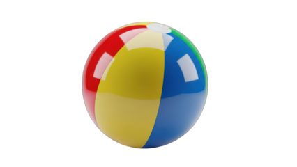 Colorful, round, inflatable sphere with glossy surface, segments of primary colors