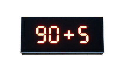 Digital display glows with "90+5" in red on a black background