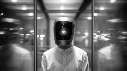 Close-up of eye-tracking equipment reflecting futuristic light patterns. Advanced research and digital monitoring.