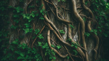 Obraz premium Vines Climbing on Tree Trunk