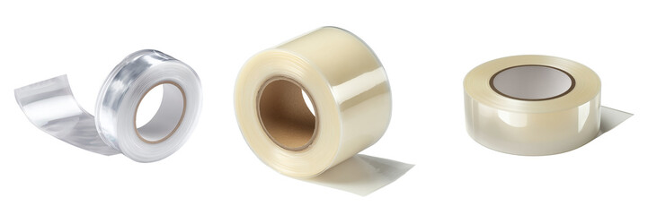 Set of A roll of decorative washi tape on white background on transparent png background. Ai generated