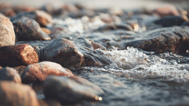 Water flowing over rocks