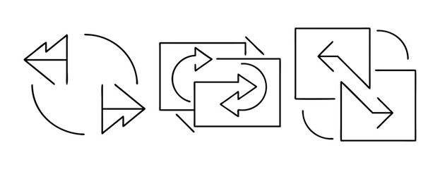 Abstract line art vector icons for refresh, synchronization, and exchange concepts