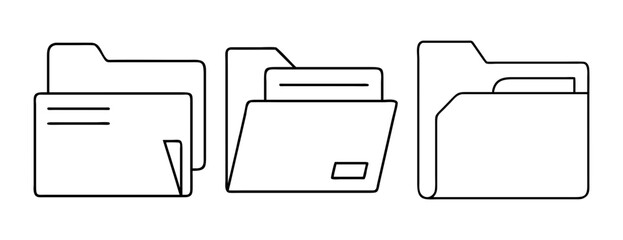 Minimalist folder icons set for digital data organization and efficient file storage