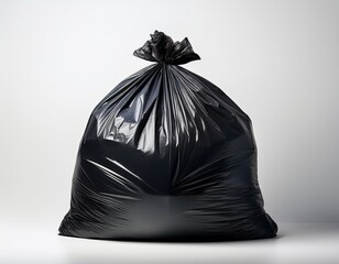 the garbage bag on a minimal white background with studio lighting