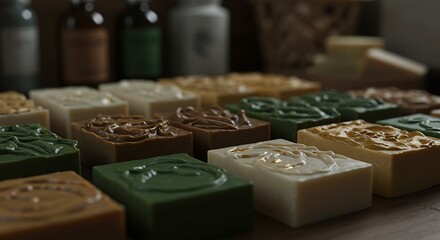 Assorted Handmade Soaps on Wooden Surface