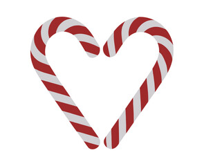 Fototapeta premium A heart-shaped candy cane on a white background, perfect for Christmas or holiday-themed designs