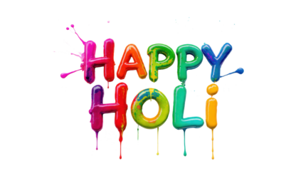 Happy Holi colorful lettering paint splashes