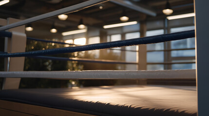 Naklejka premium A boxing ring surrounded by motivational quotes and posters serves as inspiration for fighters, suitable for content focused on overcoming challenges and achieving success in sports. cinematic