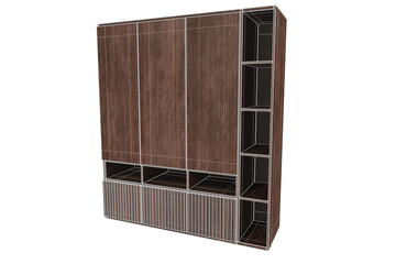 Modern Dark Wood Wardrobe / Armoire 3D Model