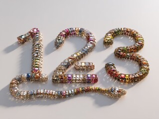 a vibrant design featuring numbers 1 2 3 and a snake formed by elegant diamondshaped digits