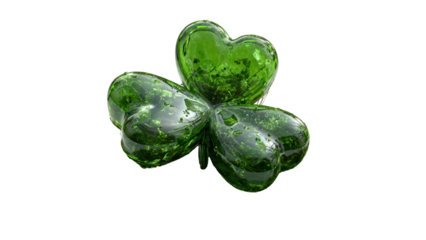 Shiny green shamrock with leaf inclusions