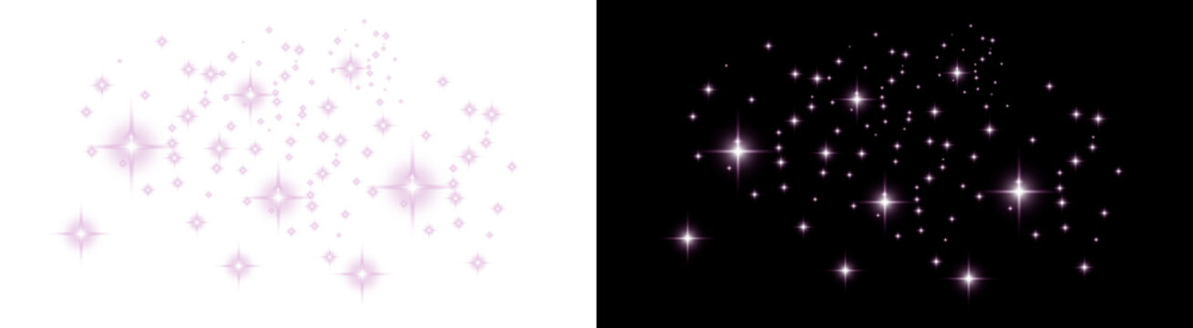 PNG image Collection of bright glowing pink and white lens flare starburst graphic elements on transparent background