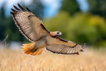 Obraz premium Hawk in flight against a green backdrop