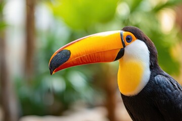 Obraz premium Vibrant toucan portrait in a tropical setting